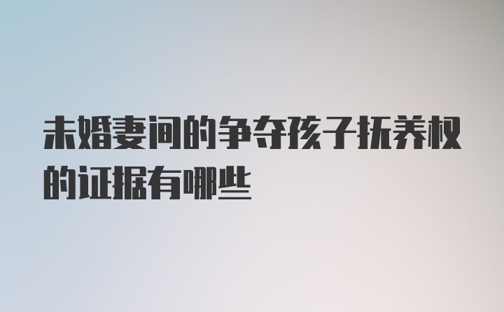 未婚妻间的争夺孩子抚养权的证据有哪些