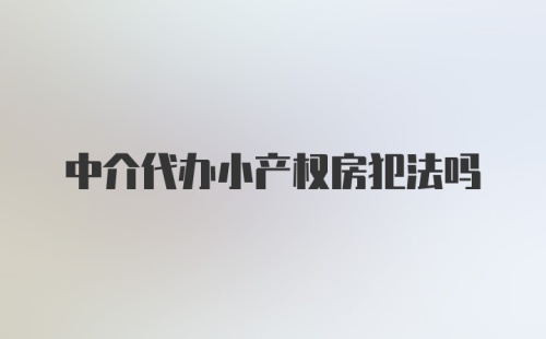 中介代办小产权房犯法吗