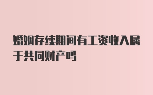 婚姻存续期间有工资收入属于共同财产吗