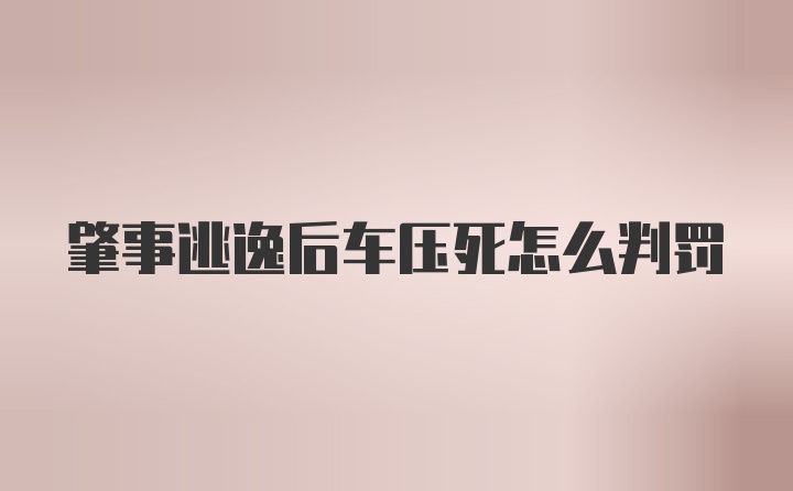 肇事逃逸后车压死怎么判罚