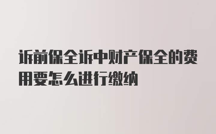 诉前保全诉中财产保全的费用要怎么进行缴纳