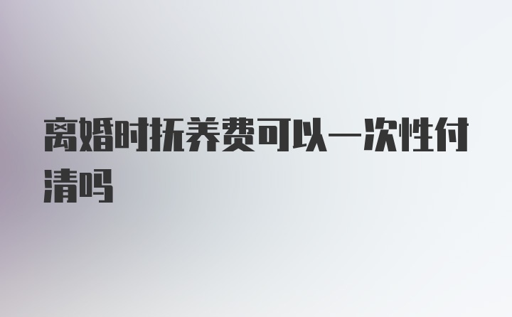 离婚时抚养费可以一次性付清吗