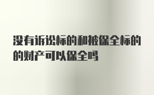 没有诉讼标的和被保全标的的财产可以保全吗