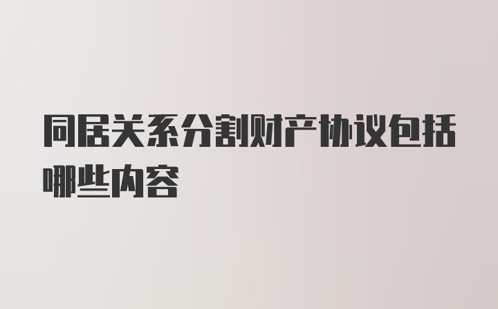 同居关系分割财产协议包括哪些内容