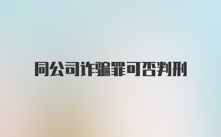 同公司诈骗罪可否判刑