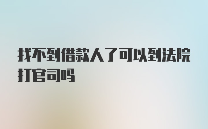 找不到借款人了可以到法院打官司吗