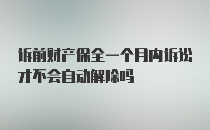 诉前财产保全一个月内诉讼才不会自动解除吗