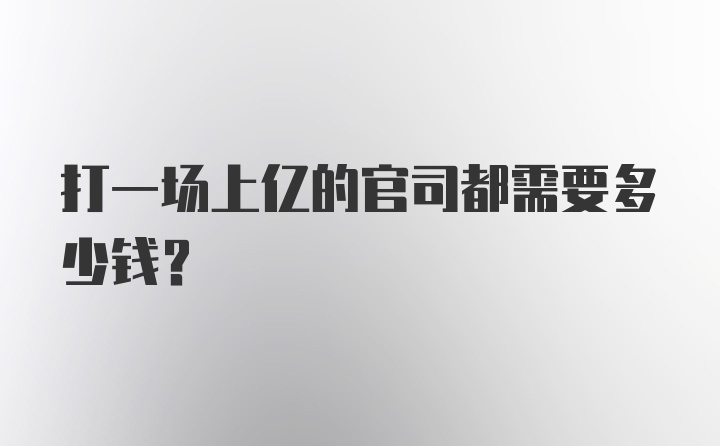 打一场上亿的官司都需要多少钱？