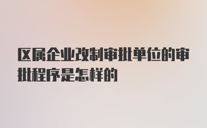 区属企业改制审批单位的审批程序是怎样的