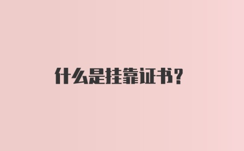 什么是挂靠证书？