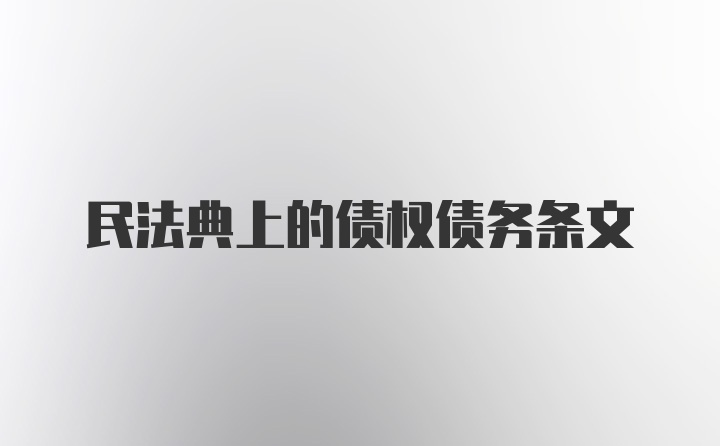 民法典上的债权债务条文