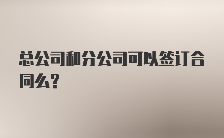 总公司和分公司可以签订合同么?