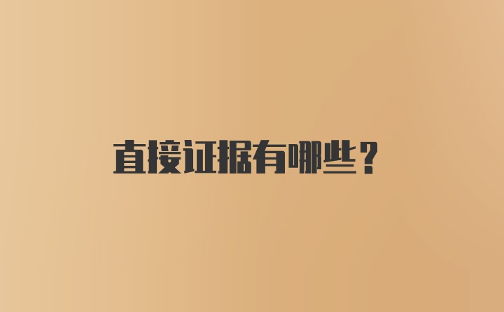 直接证据有哪些？