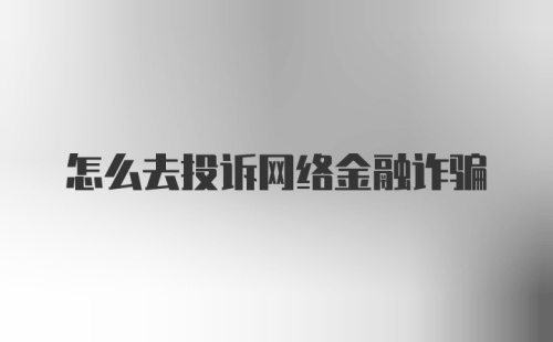 怎么去投诉网络金融诈骗