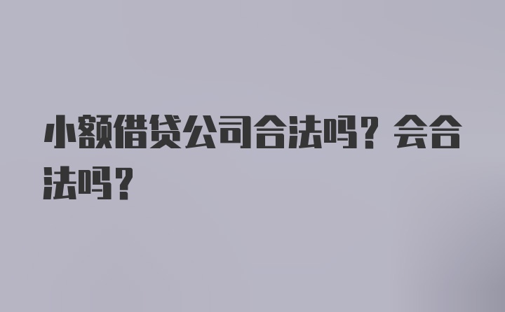 小额借贷公司合法吗？会合法吗？