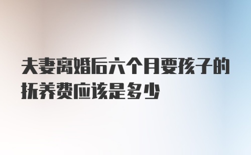 夫妻离婚后六个月要孩子的抚养费应该是多少