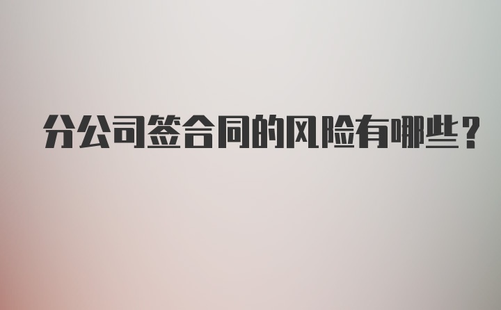 分公司签合同的风险有哪些？