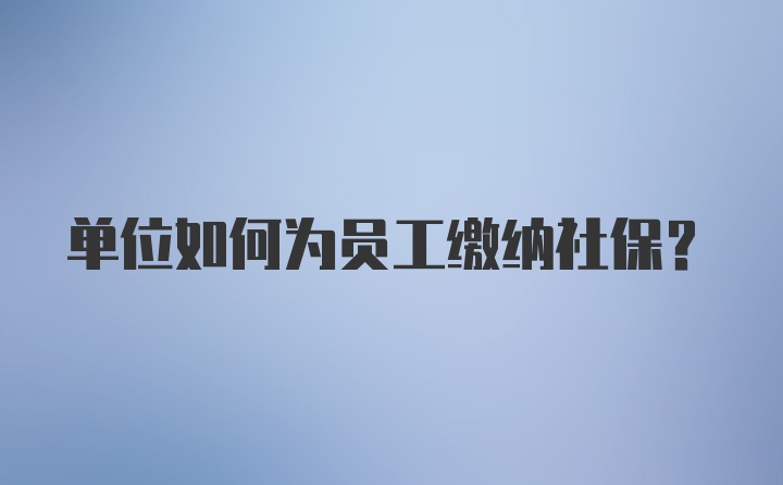 单位如何为员工缴纳社保？