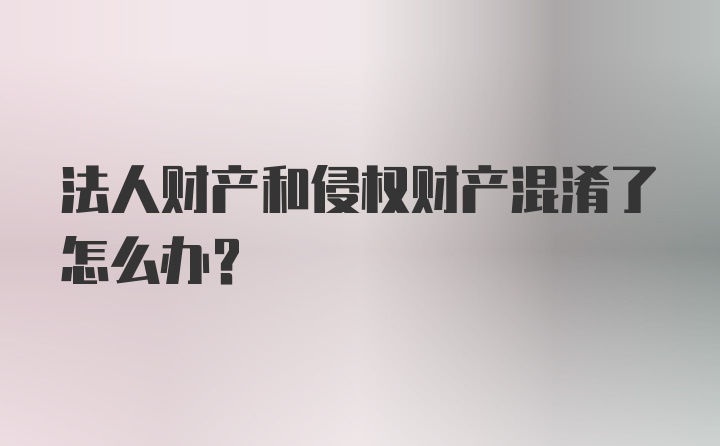 法人财产和侵权财产混淆了怎么办？