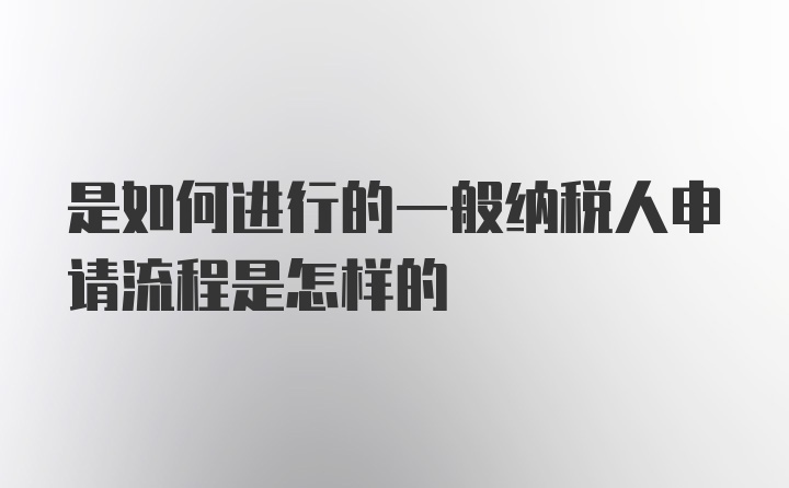 是如何进行的一般纳税人申请流程是怎样的