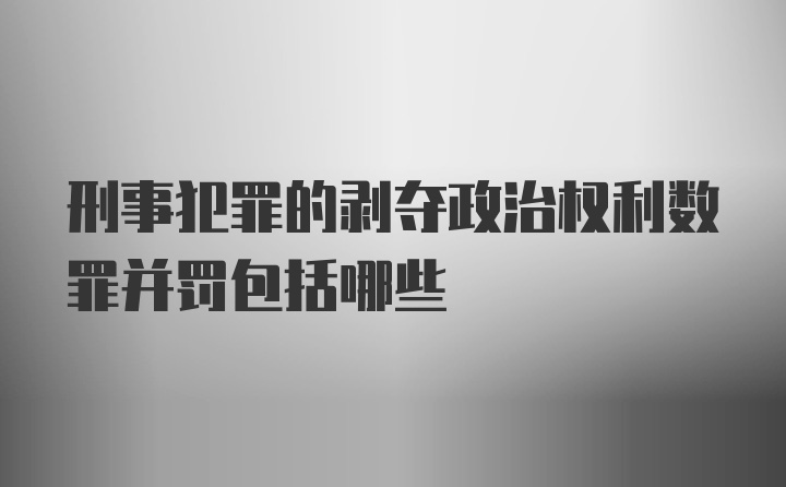 刑事犯罪的剥夺政治权利数罪并罚包括哪些