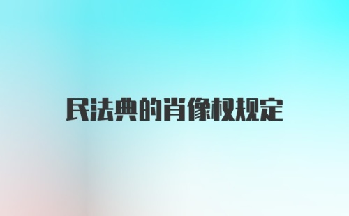 民法典的肖像权规定