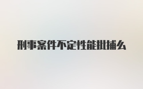 刑事案件不定性能批捕么