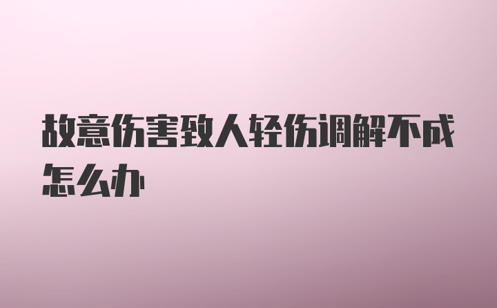 故意伤害致人轻伤调解不成怎么办