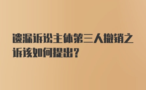 遗漏诉讼主体第三人撤销之诉该如何提出？