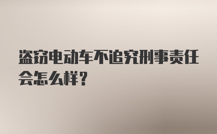 盗窃电动车不追究刑事责任会怎么样？