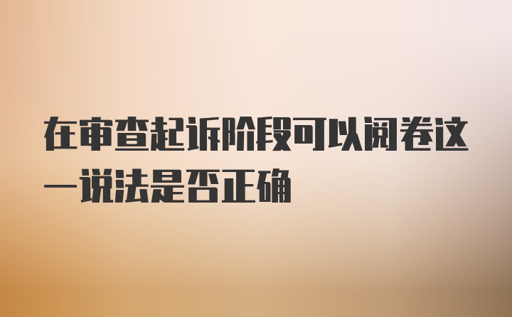 在审查起诉阶段可以阅卷这一说法是否正确