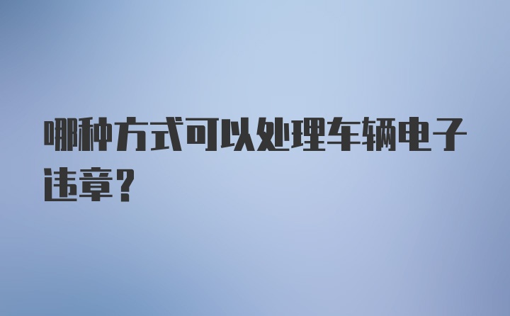 哪种方式可以处理车辆电子违章？