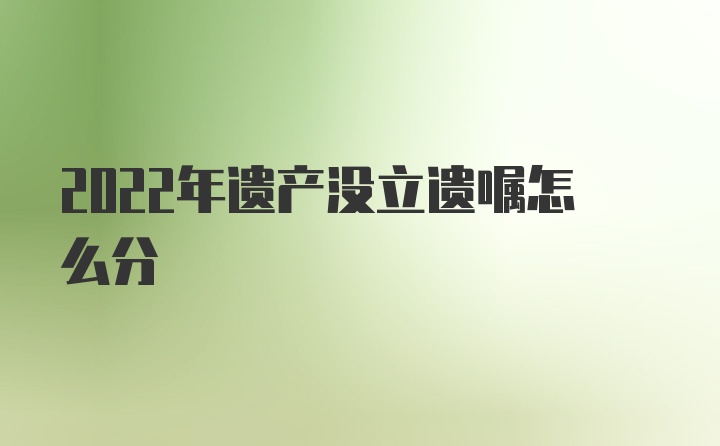 2022年遗产没立遗嘱怎么分