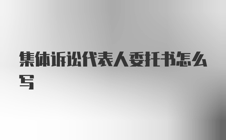 集体诉讼代表人委托书怎么写