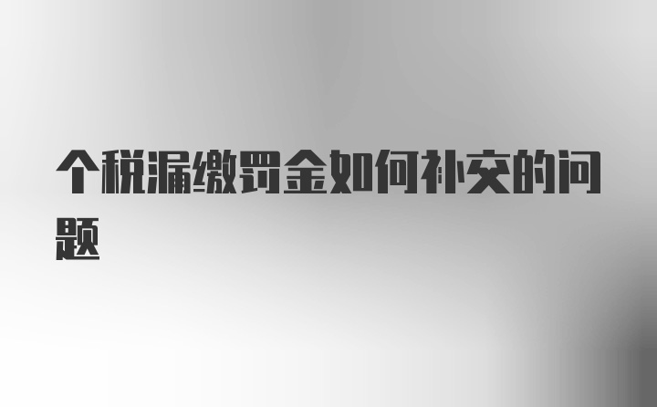 个税漏缴罚金如何补交的问题