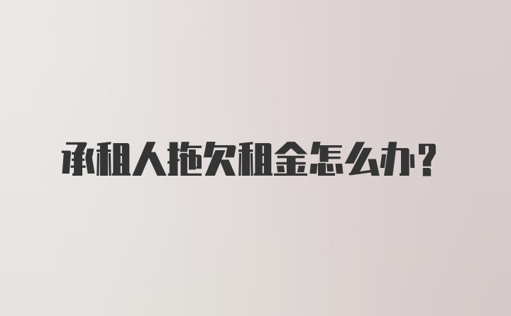 承租人拖欠租金怎么办？