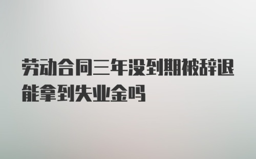 劳动合同三年没到期被辞退能拿到失业金吗