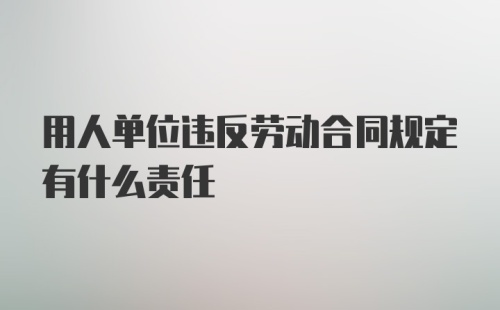 用人单位违反劳动合同规定有什么责任