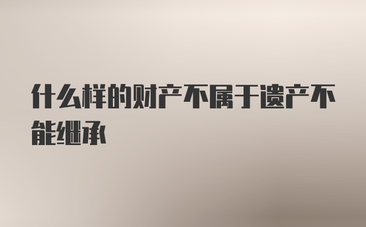 什么样的财产不属于遗产不能继承