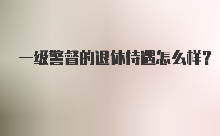 一级警督的退休待遇怎么样?