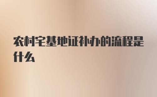 农村宅基地证补办的流程是什么