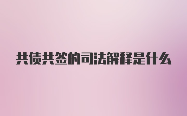 共债共签的司法解释是什么