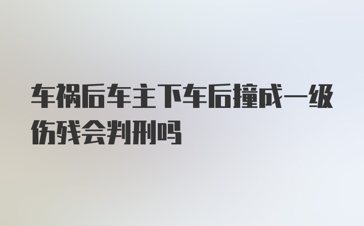 车祸后车主下车后撞成一级伤残会判刑吗