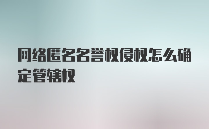 网络匿名名誉权侵权怎么确定管辖权