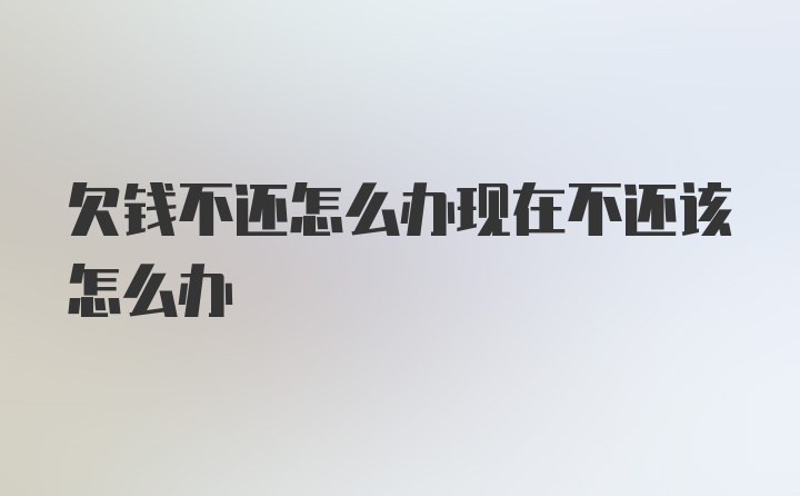 欠钱不还怎么办现在不还该怎么办