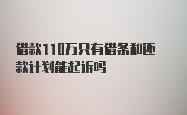 借款110万只有借条和还款计划能起诉吗