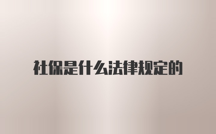 社保是什么法律规定的