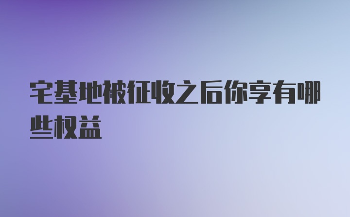 宅基地被征收之后你享有哪些权益