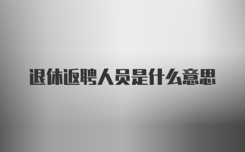 退休返聘人员是什么意思