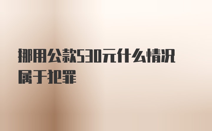 挪用公款530元什么情况属于犯罪